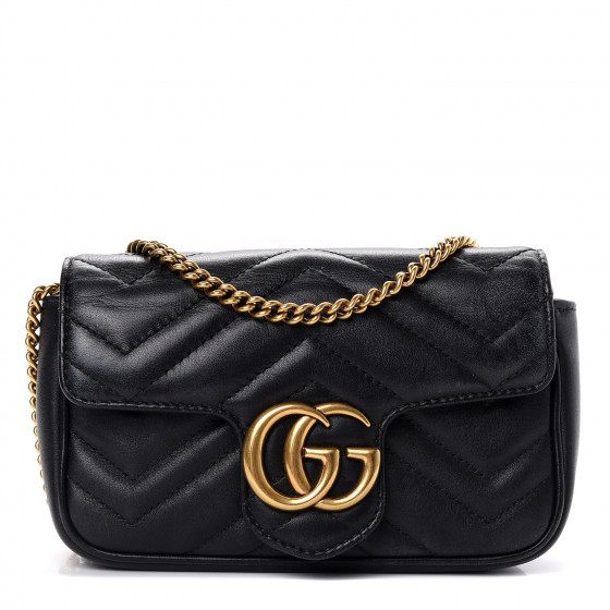GUCCI Calfskin Matelasse Super Mini GG Marmont Shoulder Bag
