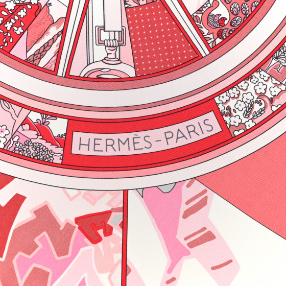 HERMES Silk Washington Carriage Scarf 140 Rouge Grenadine