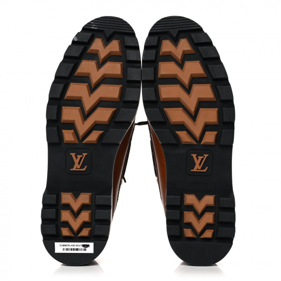 LOUIS VUITTON Calfskin Mens Summerland Boat Shoes 7.5 Cognac
