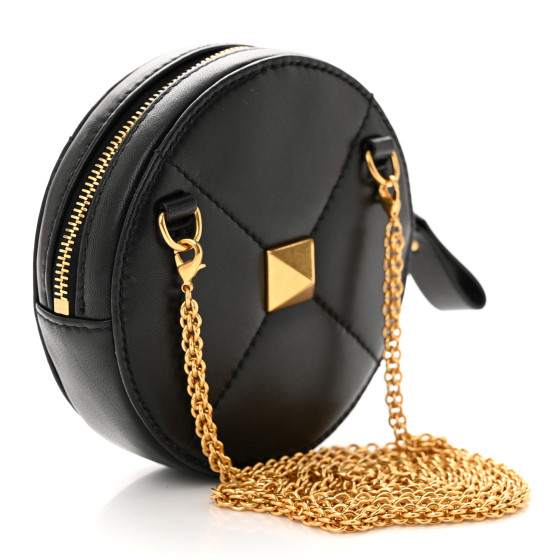 VALENTINO GARAVANI Calfskin Roman Stud Round Crossbody Bag