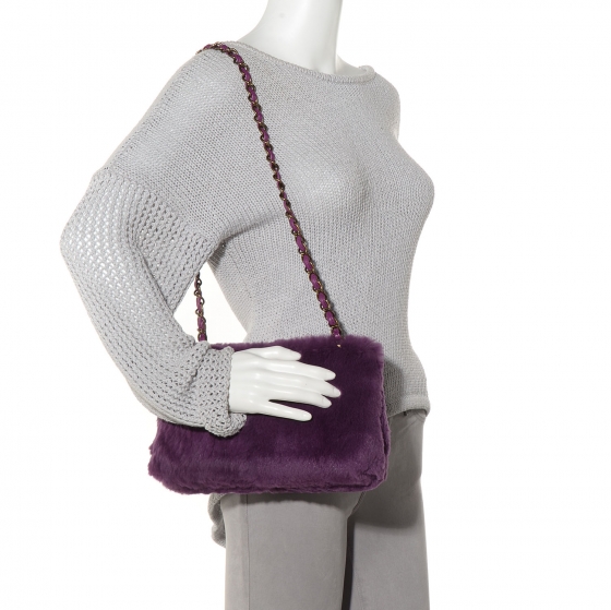 Vintage Chanel Shopping Bag in Violet Rabbit Fur — singulié