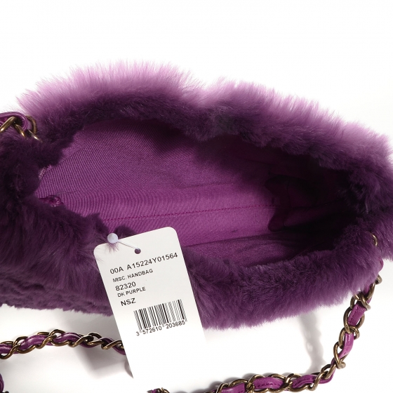 CHANEL Rabbit Fur Shoulder Bag Dark Purple 78230 | FASHIONPHILE