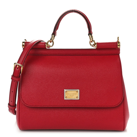 トートバッグ Dolce & Gabbana Dauphine Leather Red Medium Sicily Bag DOLCE GABBANA Dauphine Medium Miss Sicily Satchel Dark Red
