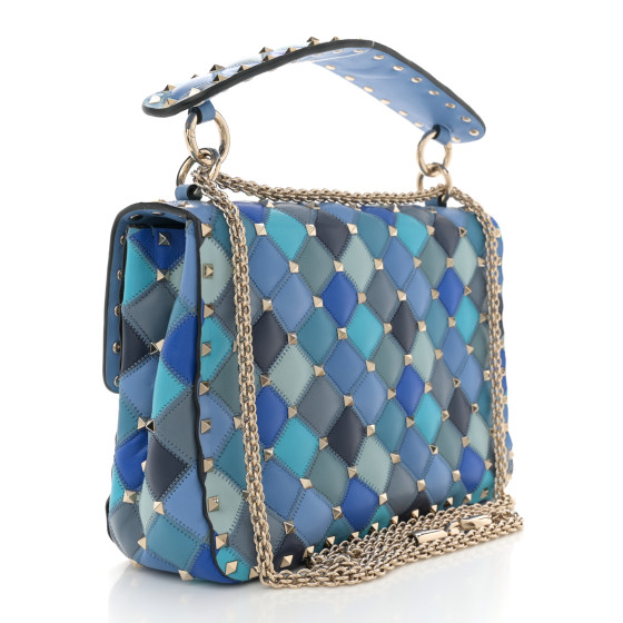 VALENTINO GARAVANI Lambskin Patchwork Medium Rockstud Spike