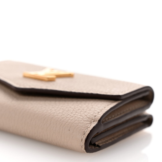 LOUIS VUITTON Calfskin Lockmini Wallet Greige 1670082
