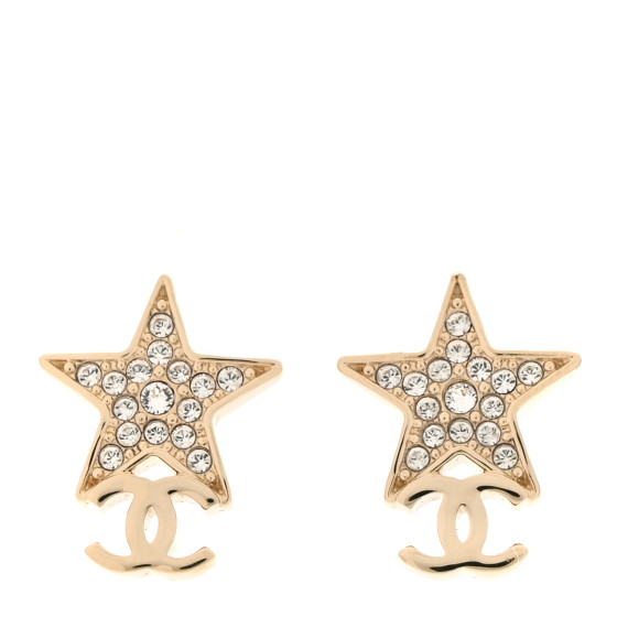 CHANEL Crystal CC Star Earrings Gold 1661109 | FASHIONPHILE