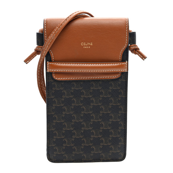 【CELINE】日本未入荷！PHONE POUCH WITH FLAP IN TRIOMPHE PHONE POUCH IN TRIOMPHE CANVAS AND LAMBSKIN - TAN | CELINE