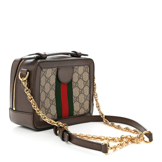 GUCCI GG Supreme Monogram Mini Ophidia Top Handle Shoulder