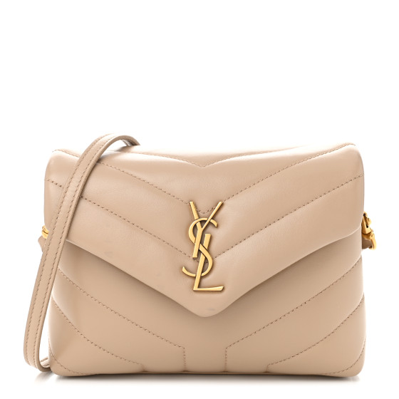 ショルダーバッグ・ポシェット Saint Laurent Crossbody Bags Women Leather Beige/Dark Beige SAINT LAURENT Calfskin Y Quilted Monogram Toy Loulou