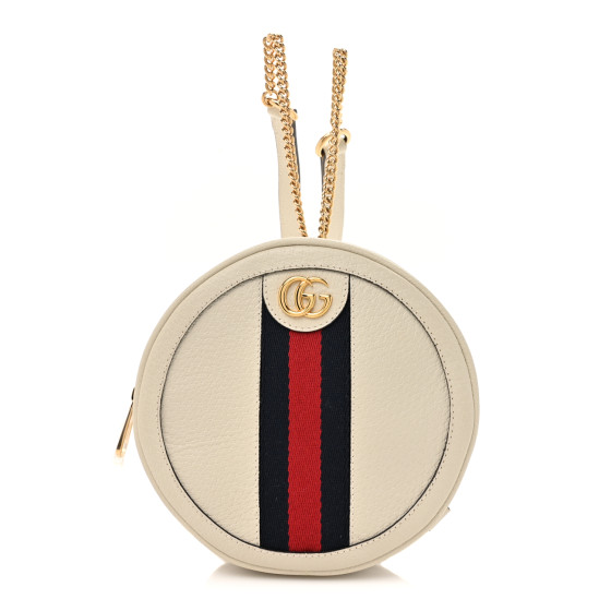 GUCCI Textured Calfskin Web Mini Ophidia Round Backpack