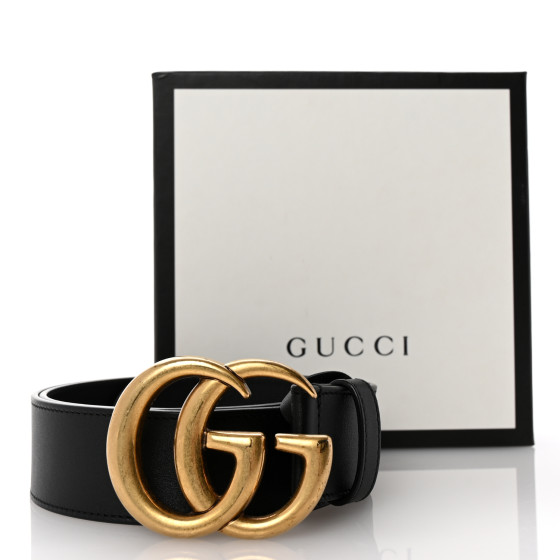 GUCCI Textured Calfskin Double G 40mm Belt 85 34 Black