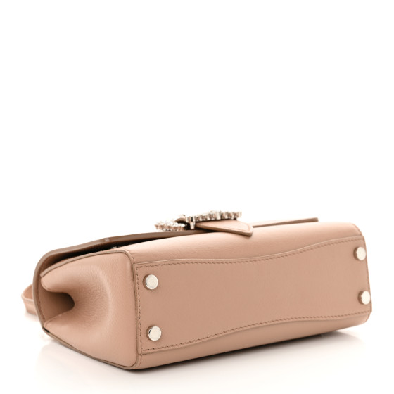 JIMMY CHOO Calfskin Crystal Small Cheri Top Handle Bag