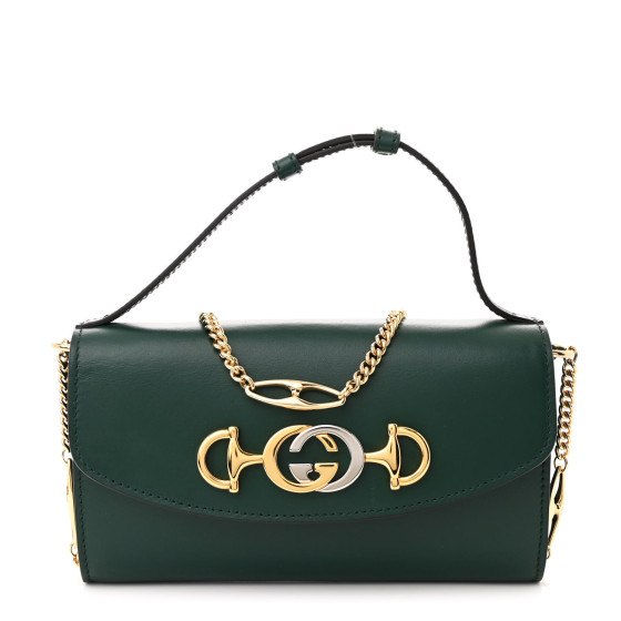GUCCI Smooth Calfskin Mini Zumi Shoulder Bag Vintage Green
