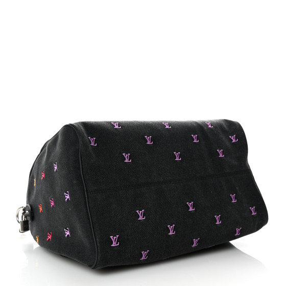 バッグ Louis Vuitton LOUIS VUITTON LV Blason Denim Speedy Bandouliere 40 Black