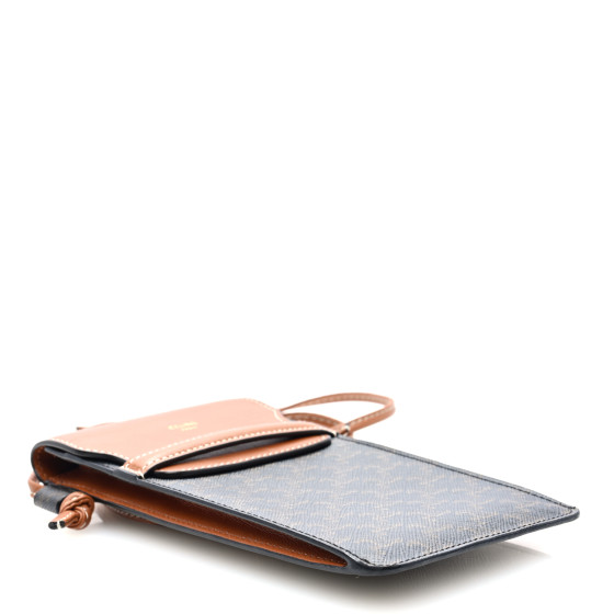 CELINE Triomphe Canvas Lambskin Phone Pouch With Flap Tan