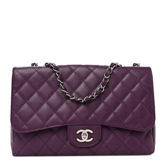 CHANEL Caviar Quilted Jumbo Single Flap Purple 1670317
