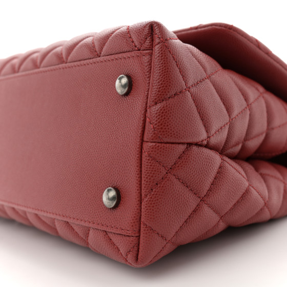 CHANEL Caviar Quilted Small Coco Handle Flap Red 1652319