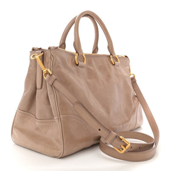 MIU MIU Vitello Shine Top Handle Satchel Cammeo 1670488