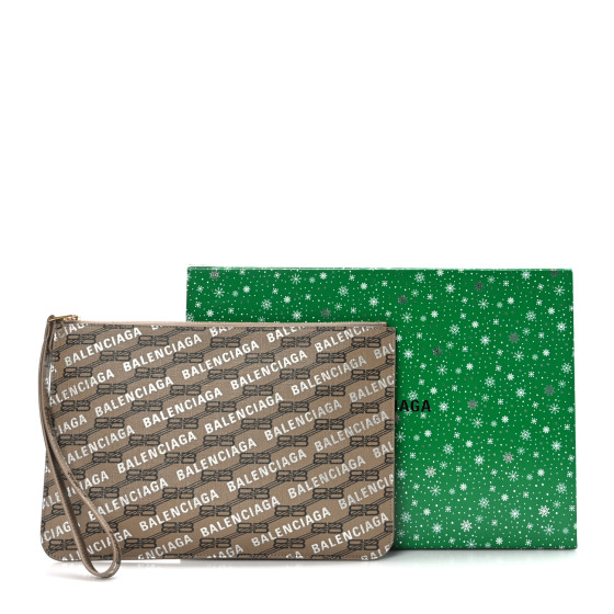 BALENCIAGA Coated Canvas BB Monogram Allover Logo Clutch