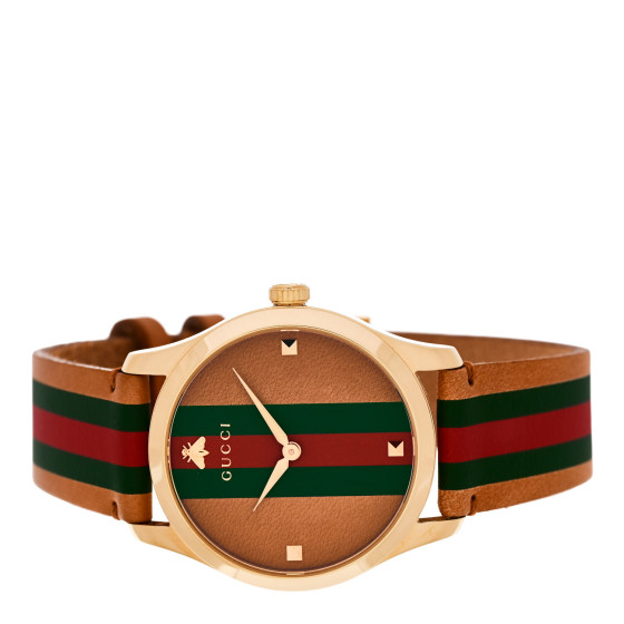 GUCCI Stainless Steel Calfskin 38mm G-Timeless Stripe Web