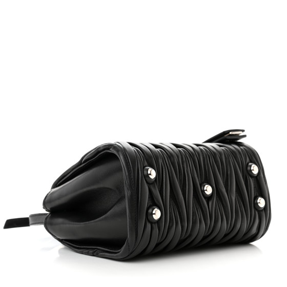 MIU MIU Nappa Matelasse Top Handle Bag Black 1401470