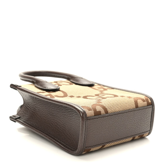 GUCCI Monogram Jumbo GG Textured Dollar Calfskin Web Mini