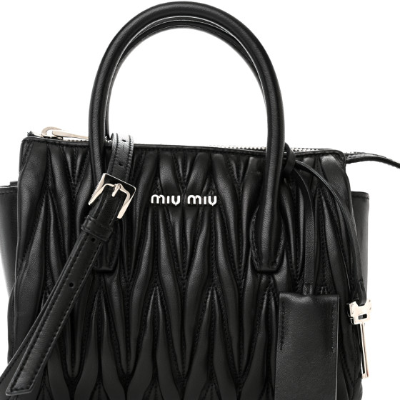 【Miu Miu】 Matelasse Nappa Leather Top Handle Bag Black MIU MIU Nappa Matelasse Top Handle Bag Black 1401470