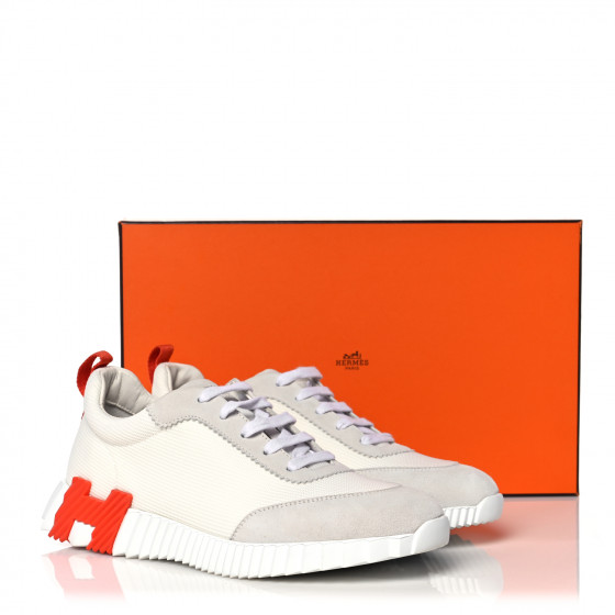 HERMES Technical Canvas Suede Goatskin Bouncing Sneakers 40