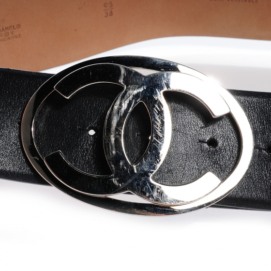 新品　CHANEL シャネル　CCロゴ レザーベルト　95 ラインストーン　黒 24112514.jpg