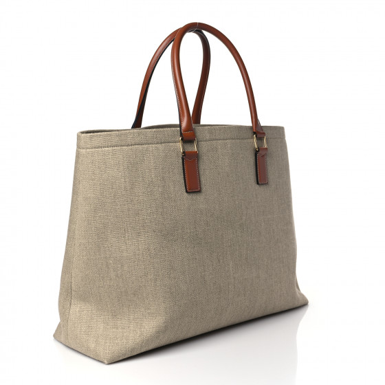 CELINE Canvas Calfskin Monaco Horizontal Cabas Tan 1099408