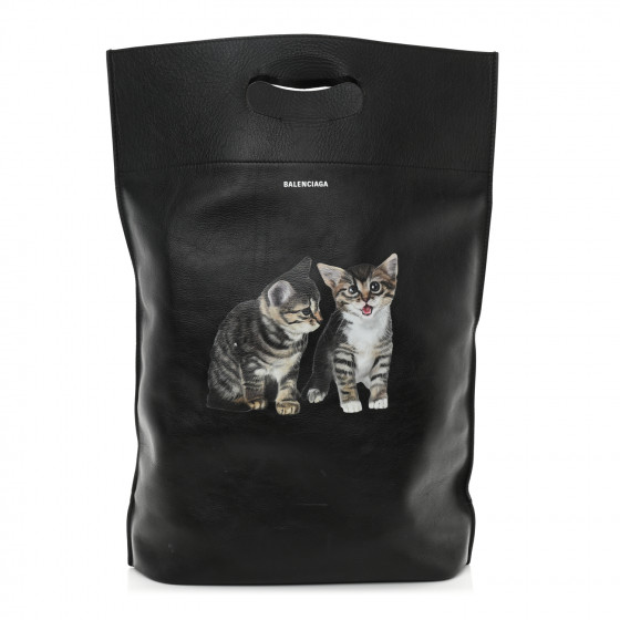 【BALENCIAGA】Balenciaga Kitten Shopping Bag【ランク:A】 BALENCIAGA Calfskin Printed Kitten Plastic Bag Shopper S