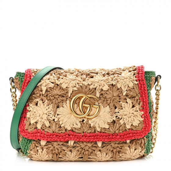 クラッチバッグ GUCCI EMBROIDERED RAFFIA GUCCI SUMMER CLUTCH GUCCI Leather-trimmed crocheted raffia clutch | NET-A-PORTER