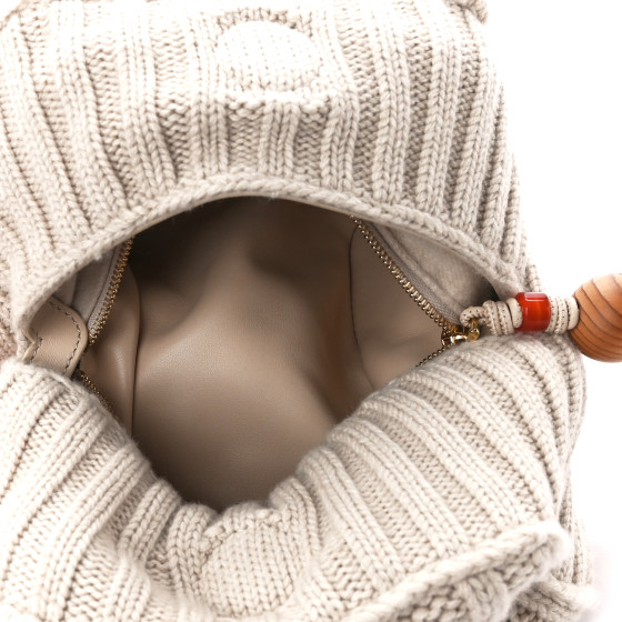 LORO PIANA Cashmere Cable Knit Pontaccio Puffy Pouch Clutch