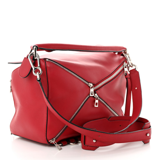 LOEWE レッド エスパドリーユ LOEWE Suede Medium Puzzle Bag Red 1182793 | FASHIONPHILE