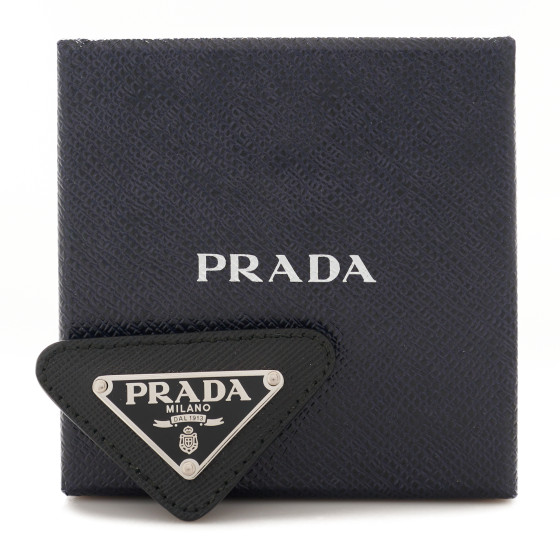 PRADA Saffiano Enamel Logo Triangle Pin Black 1129499