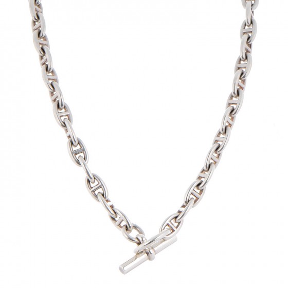HERMES Sterling Silver Chaine D'Ancre Necklace PM 106794