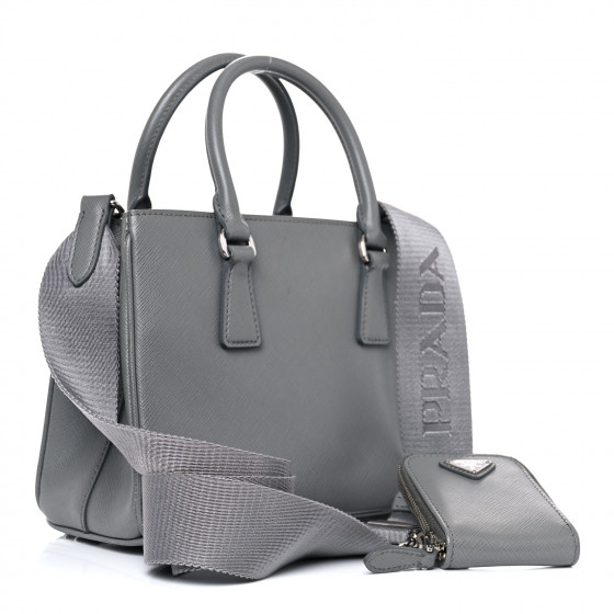 PRADA Saffiano Lux Micro Galleria Shoulder Bag Ardesia