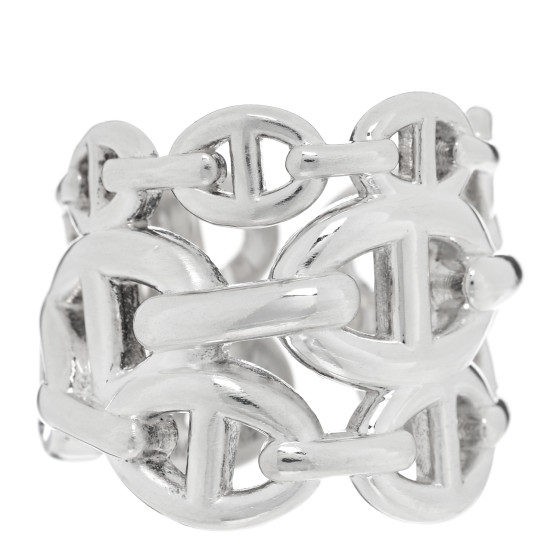 HERMES Sterling Silver GM Chaine d'Ancre Enchainee Band Ring