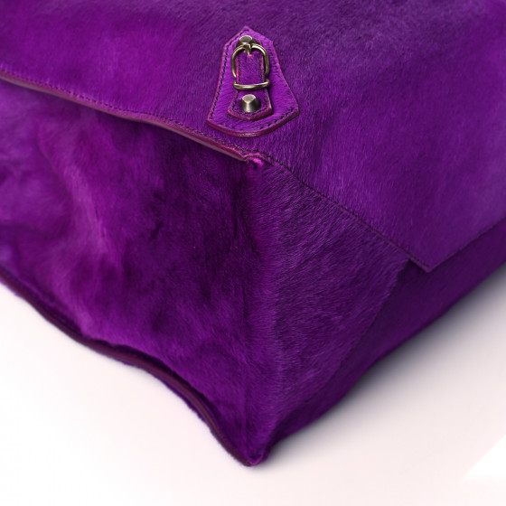 BALENCIAGA Ponyhair A4 Zip Around Tote Purple 1055361