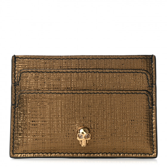 ALEXANDER MCQUEEN Metallic Textured Calfskin Skull Card