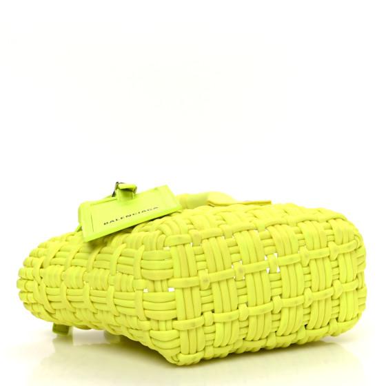 BALENCIAGA Faux Calfskin XXS Bistro Basket Fluo Yellow
