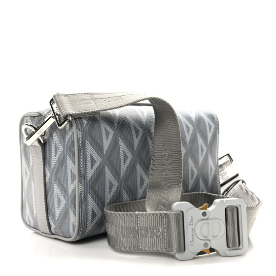 CHRISTIAN DIOR Coated Canvas CD Diamond Lingot 22 Bag Gray