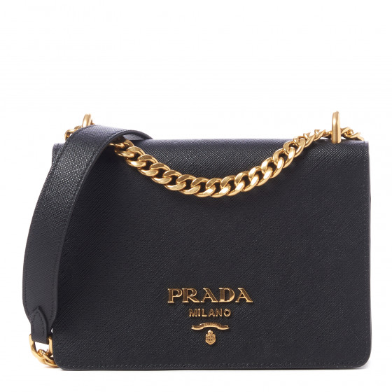ショルダーバッグ・ポシェット Prada Saffiano Leather Chain Shoulder Bag Black Black Saffiano Leather Shoulder Bag | PRADA
