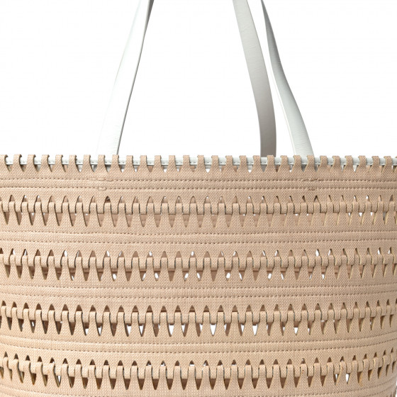 k*n様 新品未使用　ALAÏA　CANVAS TOTEBAG ALAÏA Folded large leather-trimmed canvas tote bag | NET-A