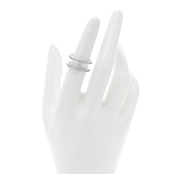 HERMES 18K White Gold Diamond MM Ever Chaine D'Ancre Ring 52