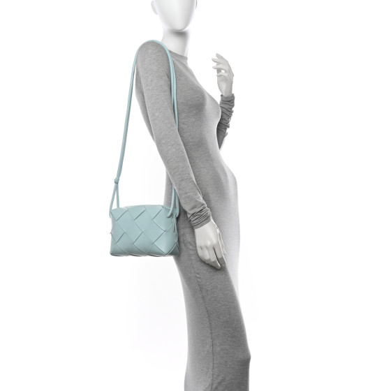 【BOTTEGA VENETA】Lambskin Leather Cassette Bag Teal Washed Bottega Veneta Chain Cassette Bag in Teal Washed & Gold | FWRD