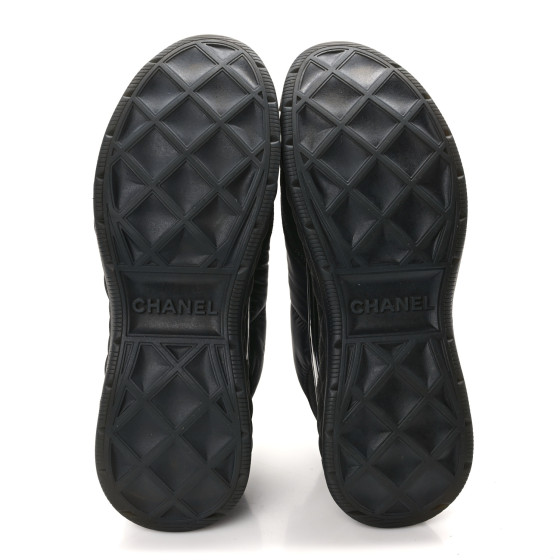CHANEL Nylon Suede Calfskin CC Sneakers 39.5 Black 1551152