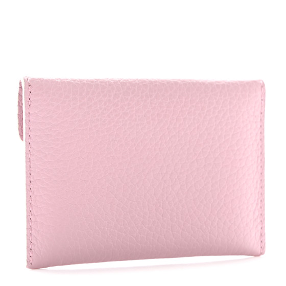 DELVAUX Taurillon Soft Presse Visite Card Holder Pink