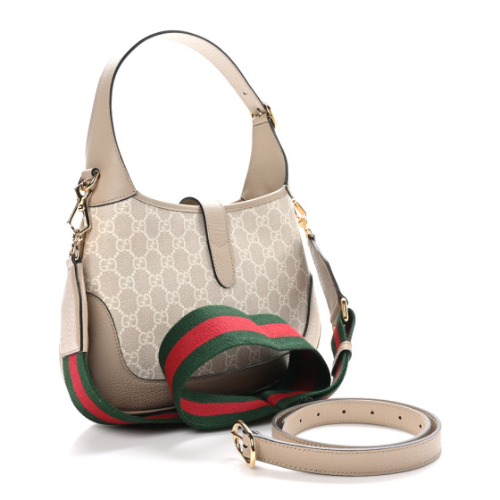 ★GUCCI★ Medium Jackie 1961 GG Supreme Shoulder Bag Beige 7 Gucci Jackie 1961 GG Small Shoulder Bag Beige and White New