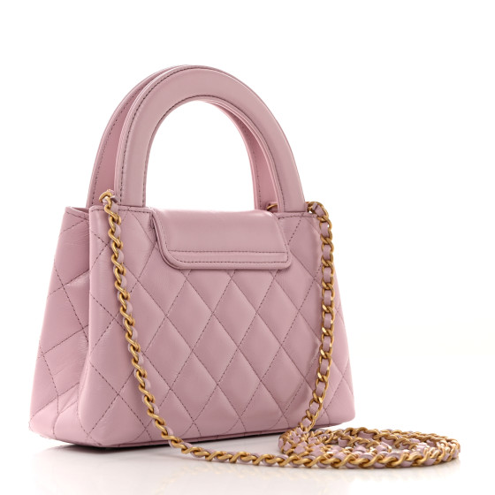 CHANEL美品 希少 CHANEL Shiny Aged Calfskin Quilted Nano Kelly Shopper Pink